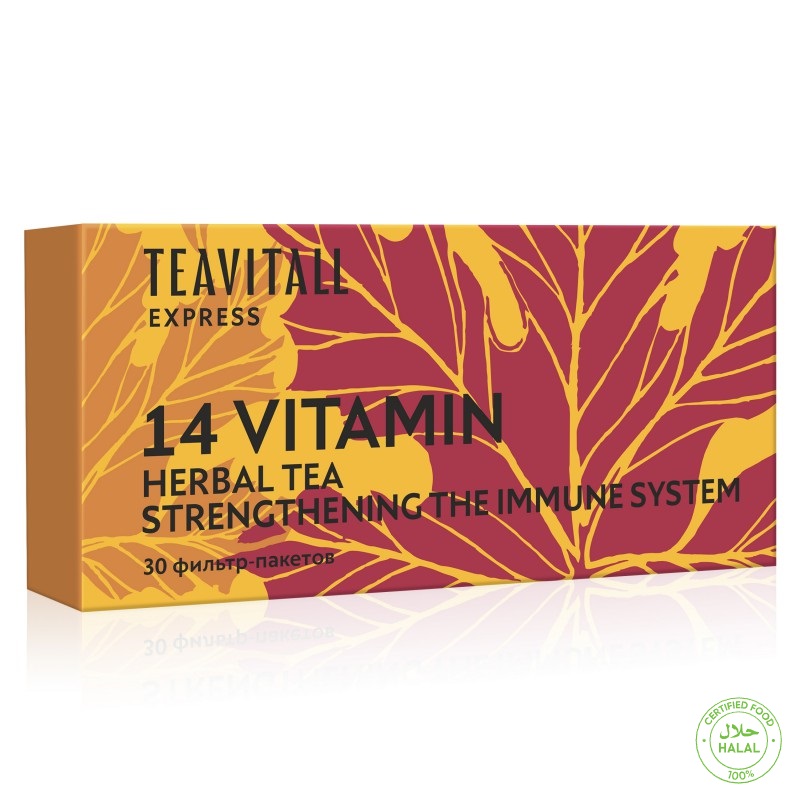 Напиток чайный с кипреем и шиповником для иммунитета Express Vitamin 14, 30 фильтр-пакетов