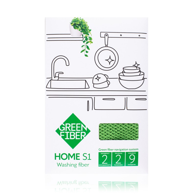 Зеленый файбер для посуды Green Fiber HOME S1