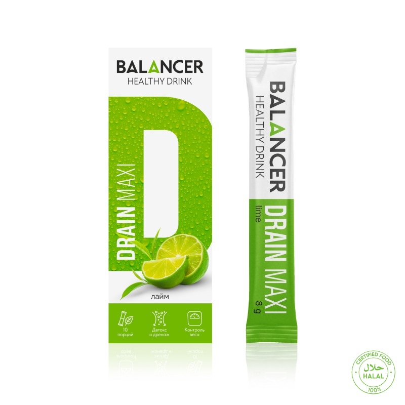 Напиток дренирующий BALANCER DRAIN MAXI, вкус «Лайм», 10 стиков