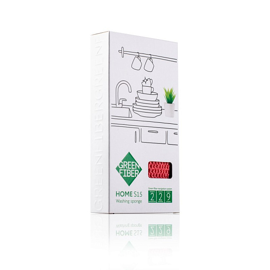 Уникальная губка для посуды без применения бытовой химии  Green Fiber HOME S15, коралловая