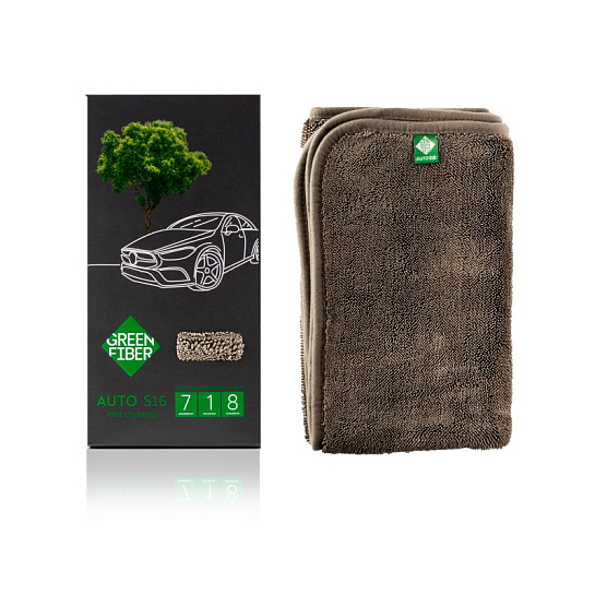 Файбер для влажной уборки авто — автополотенце Green Fiber AUTO S16, серое