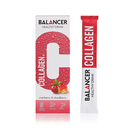 Напиток с коллагеном Balancer Collagen, вкус «Клюква - морошка», 10 стиков